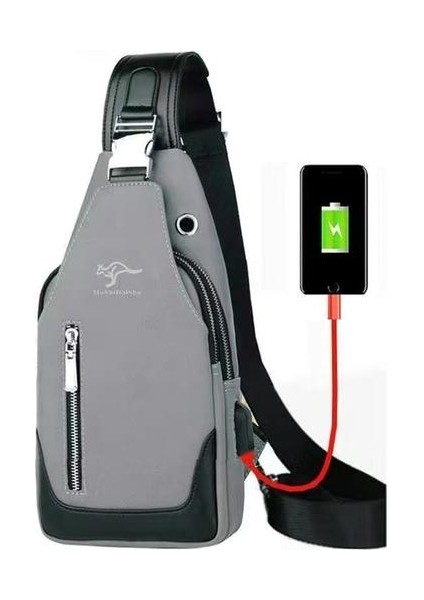 USB Bağlantı Noktalı 5188 Erkek Omuz Çantası (Yurt Dışından)
