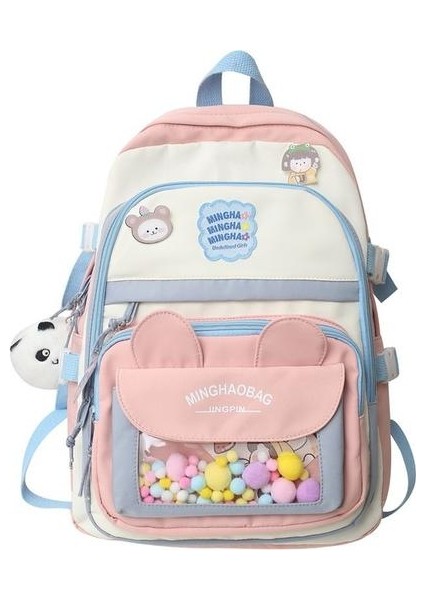 Büyük Kapasiteli Çok Bölmeli Sırt Çantası - Pembe (Yurt Dışından)