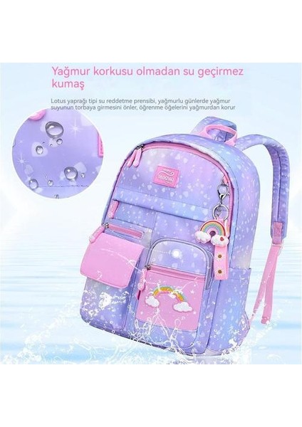 Ilkokul Okul Çantası 1-3-6. Sınıf Kız Yükü Azaltma Omurga Su Geçirmez Çocuk Omuz 6-12 Yaş Okul Çantası (Yurt Dışından) fırsatları