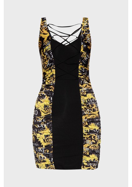 Logo Tasarımlı V Yaka Sırt Dekolteli Slim Fit Mini Kadın Elbise 74HAO9A1 JS162 G89 indirimleri