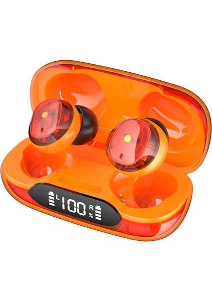 Şeffaf Bluetooth Dijital Ekran Tws Mini Earpone Portakal (Yurt Dışından)