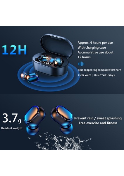 E7S Dijital Su Geçirmez Tws Bluetooth 5.0 Kulak Içi Kulaklıklar (Yurt Dışından) indirimleri