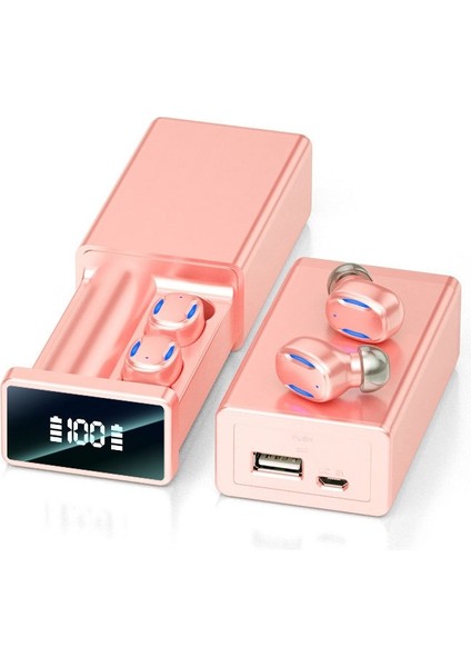 Zunhaı A22 Dijital Ekran Bluetooth Kulaklık - Pembe (Yurt Dışından)
