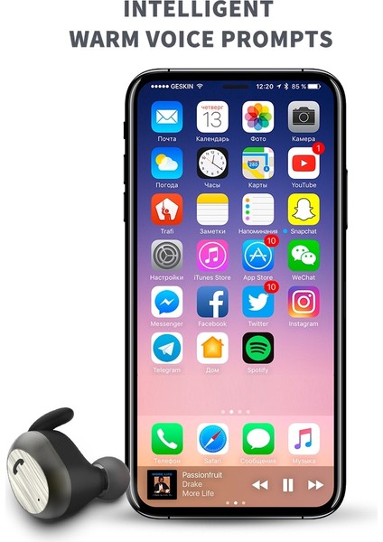 Wk BS170 Bluetooth 4.2 Tek Bluetooth Kulaklık - Beyaz (Yurt Dışından)