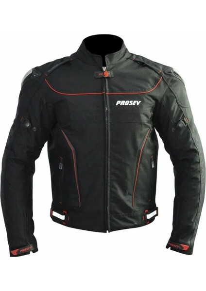 Motosiklet Montu Ce Onaylı Reflektörlü 4 Mevsim Maxdura Kumaş Hörgüçlü Model Motor Mont Siyah ANL02390SH