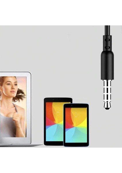 Aux Girişli Cep Telefonlarına Uyumlu Oppo Samsung Lenova Venüs Uyumlu Siyah Mikrofonlu Kablolu Kulak Içi Kulaklık