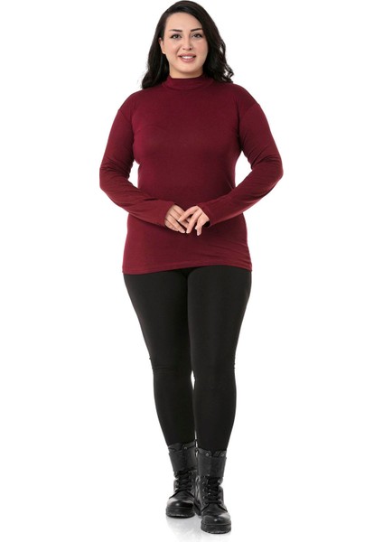 Büyük Beden Yarım Balıkçı Uzun Kollu Viskon Bordo Body fiyatları