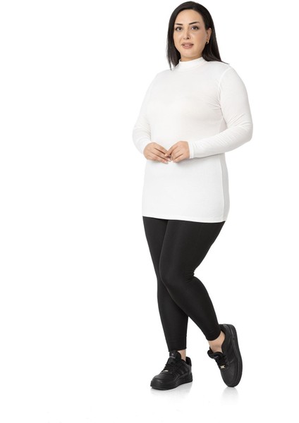 Büyük Beden Yarım Balıkçı Uzun Kollu Viskon Ekru Body fiyatları