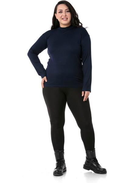 Büyük Beden Yarım Balıkçı Uzun Kollu Viskon Lacivert Body fiyatları