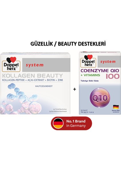 System Kollagen Beauty & Doppelherz System Coenzyme Q10 100 Mg + Vitamins / 2'li Paket