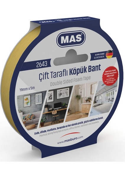 Çift Taraflı Köpük Bant 19MM x 5m 2643 1 Adet