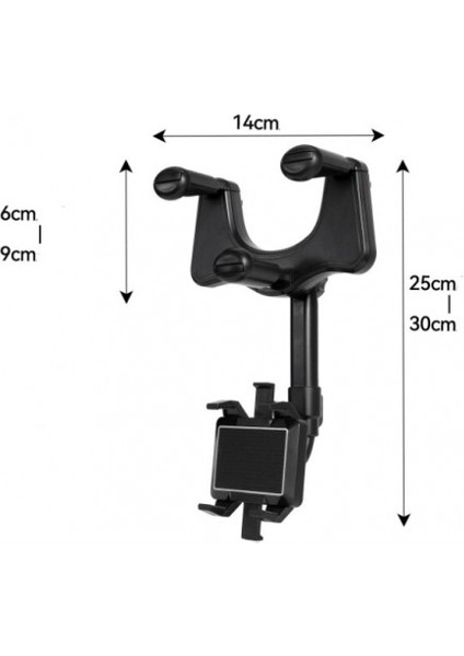 Araba Dikiz Aynası Teleskobik Telefon Tutucu Oynar Başlıklı Dikiz Ayna Telefon Tutucu