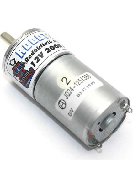 12V 25MM 200RPM Redüktörlü Dc Motor