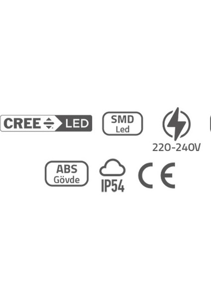 20 Watt Beyaz Işık Ledli Nemli Alan, Dış Mekan, Bahçe, Banyo, Teras, Balkon, Kamelya, Veranda Apliği