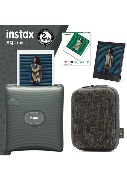 Instax Sq Link Yeşil Yazıcı 10LU Square Film Kılıf ve Pleksi Çerçeve