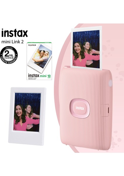 Instax Mini Link 2 Toz Pembe Akıllı Telefon Yazıcısı 10LU Mini Film ve Çerçeve