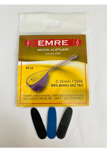 Emre 0.16MM Ipek Bamlı Kısa Sap Bağlama Teli + Mızrap Hediyeli