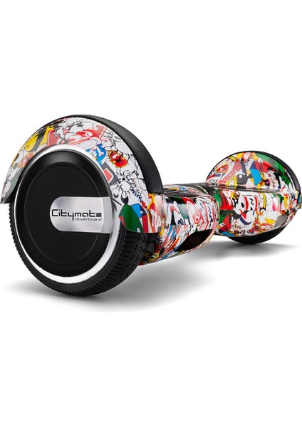 Elektrikli Kaykay Hoverboard Bluetooth Hoparlörlü 6.5 Inch Akıllı Dengeli - Grafiti Desenli