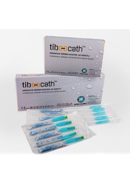 Jelli Hidrofilik Üriner Kateter Su Soketli Sonda Ch 12-40 180'li Paket