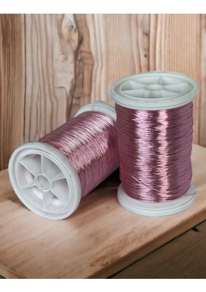 0.30 MM(100GR-150M) Bakır Üstü Gümüş Kaplı Pudra Pembe Renkli Filografi Teli