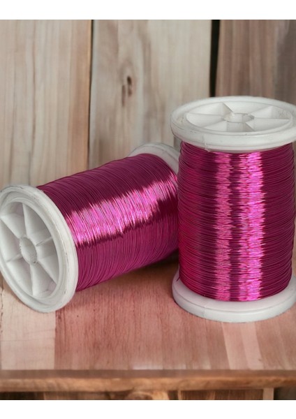 0.30MM ( 100GR -150M) Bakır Üstü Gümüş Kaplı Koyu Pembe Renkli Filografi Teli
