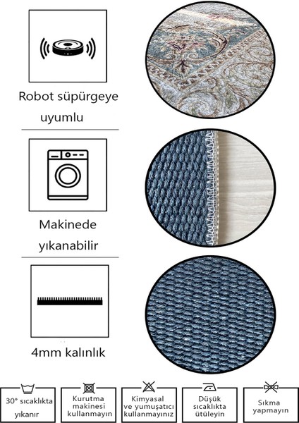 Makine Dokuması Pamuklu Dokuma ve Kaymaz Taban, Leke Tutmaz, Yıkanabilir, Modern Oda Halısı