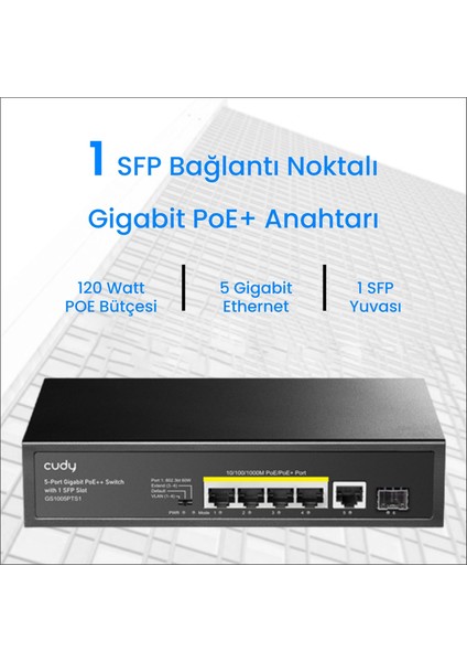 GS1005PTS1 1 Port Gigabit+ 4 Port Gigabit 120W Poe+1 Port Sfp Gigabit Metal Switch