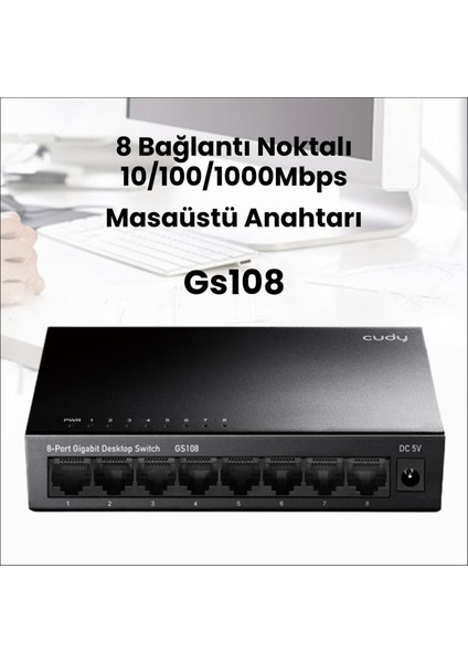 GS108 10/100/1000MBPS 16K Mac 8 Port Gigabit Metal Switch