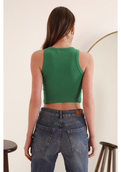 Kaşkorse Kumaş Bisiklet Yaka Kadın Crop Bluz fırsatları