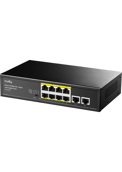 FS1010P 8 Port 10/100MBPS 120W Poe+, 2 Uplink Portlu Vlan Cctv Rack Mount Metal Switch