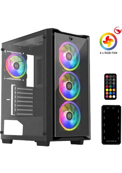 Cs-1 Bilgisayar Kasası 4 x 120MM Rgb Fan + Controller + Uzaktan Kumanda