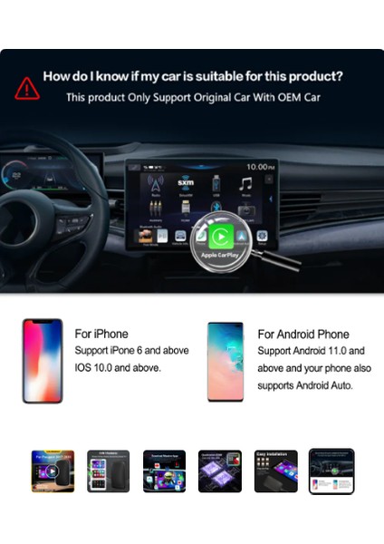 USB Kablosuz Carplay 2023 Iphone&android Youtube/netflix/disney/google Play Destekli