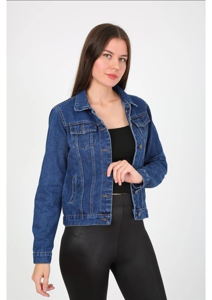 Kadın Mavi Basic Kot Ceket