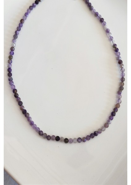 3 mm Faset Ametist Doğal Taş Kolye