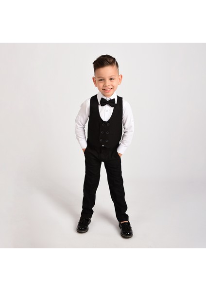 Erkek Çocuk Smokin Takım Elbise Yelekli Papyonlu fiyatları
