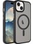 Apple iPhone 15 Plus Kılıf Mat Arka Yüzey Wireless Şarj Özellikli Flet Magsafe Kapak Siyah 1
