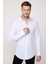 Slim Fit Uzun Kol Apoletli Keten Düz Beyaz Erkek Gömlek 1