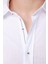 Slim Fit Uzun Kol Apoletli Keten Düz Beyaz Erkek Gömlek 4