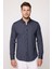 Slim Fit Pamuklu Kolay Ütü Çizgili Lacivert Erkek Gömlek 2