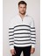 Erkek Slim Fit Fermuarlı Dik Yaka Çizgili Pamuklu Kazak 2