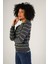 Kadın Füme Linxli Ajurlu Çizgili Bisiklet Yaka %100 Pamuk Kazak TRIST-6142 5