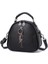 Black Splicing Leather Round Handbag Shoulder Bag Fashion Womens Crossbody Bags Ladies Totes Messenger Bags Purses Handbags Satchels (Yurt Dışından) 1