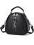 Black Splicing Leather Round Handbag Shoulder Bag Fashion Womens Crossbody Bags Ladies Totes Messenger Bags Purses Handbags Satchels (Yurt Dışından) 2