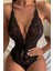 Kadın Bacak Arası Açık Dantel Tül Babydoll - Çapraz Askı Detaylı Şık Gecelik - Tek Parça İç Çamaşırı Bodysuit - 7300 1