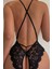 Kadın Bacak Arası Açık Dantel Tül Babydoll - Çapraz Askı Detaylı Şık Gecelik - Tek Parça İç Çamaşırı Bodysuit - 7300 4