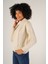 Kadın Bej Saç Örgülü Yarım Balıkçı Yaka Yün Kazak TRIST-6143 1