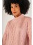 Kadın Pembe Saç Örgülü Yarım Balıkçı Yaka Yün KazakTRIST-6143 5