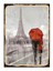 Paris ve Kırmızı Şemsiyeli Çift Dekoratif Ahşap Tablo 1