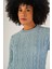 Kadın Mavi Saç Yürütme Bisiklet Yaka Yün Kazak TRIST-6145 5