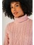 Kadın Pembe Saç Örgülü Balıkçı Yaka Yün Kazak TRIST-6148 5